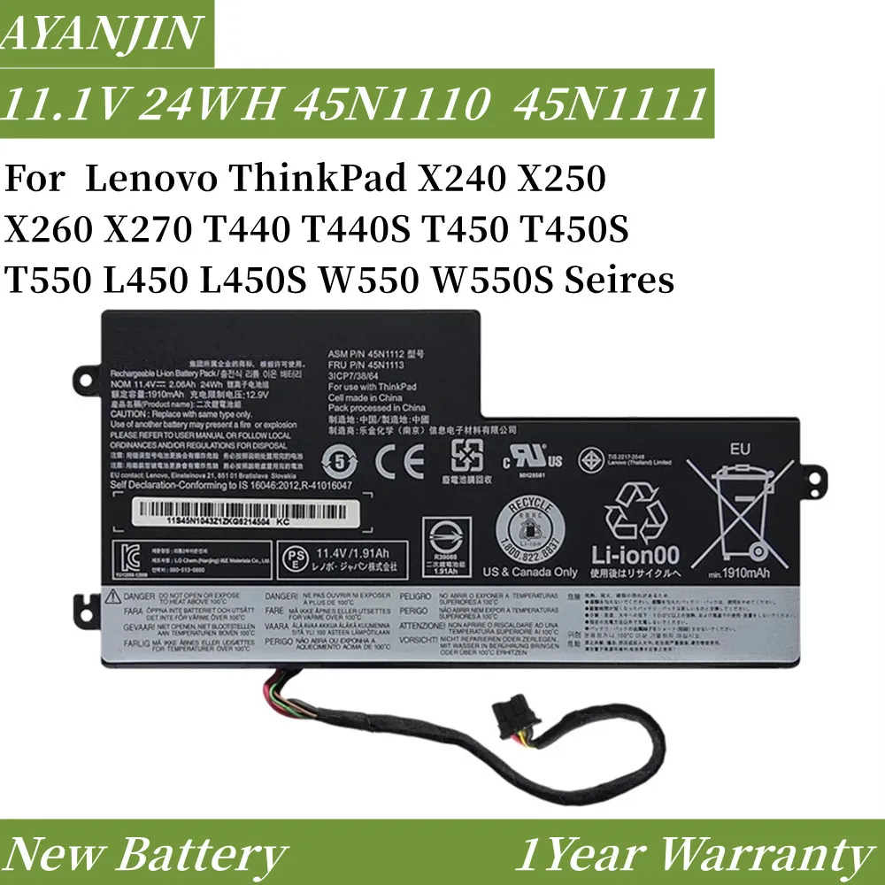 

11.1V 24WH 45N1110 Internal Battery for Lenovo ThinkPad T440 T440S T450 T450S X240 X240S X250 X260 X270 L450 45N1111 45N1112