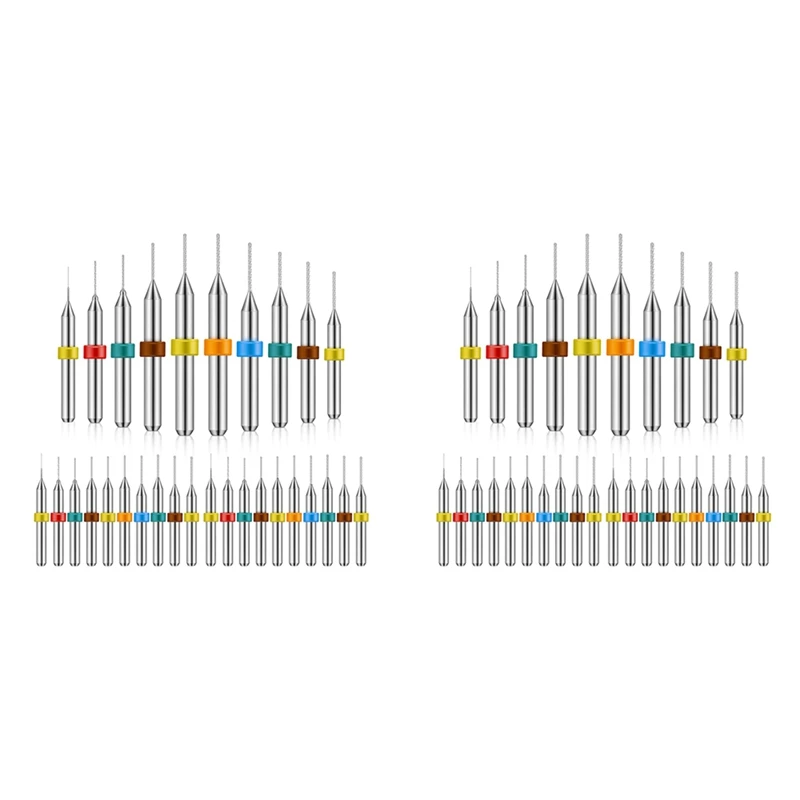 

60Pcs 0.3-1.2Mm Shank Tungsten Carbide Micro-Drill Bits Set Tungsten Steel PCB Print Circuit Board Flute CNC Router Bits