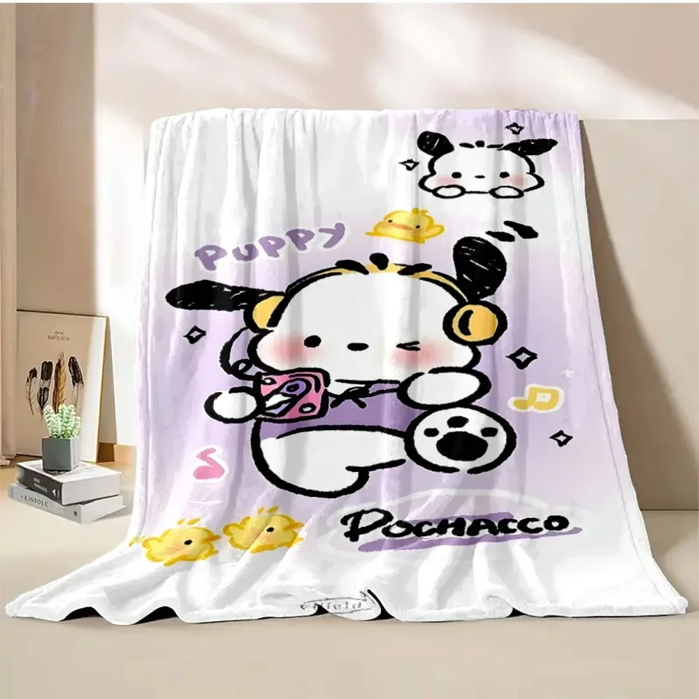 Japanese Pochacco Blanket Sanrio Flannel Fluffy Throw Camping Blanket for Children Sofa Throw Blanket Modern Fashion Gift Miniso 6