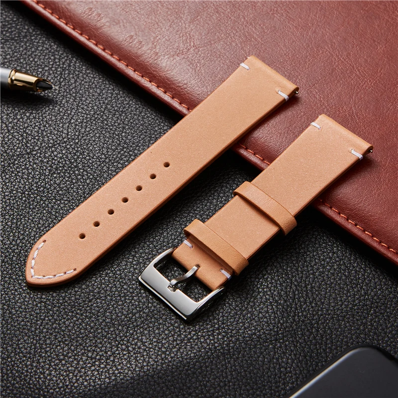 

Quick Release Calfskin Leather Watch Band Genuine Leather Watchbands 18mm 20mm 22mm 24mm Straps for Samsung Huawei