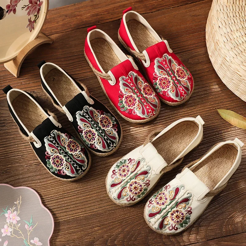 

Туфли Zapatillas этнические повседневные Осенние новые дышащие туфли с вышивкой