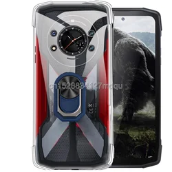 Silicone TPU Shockproof Ring Holder Bracket Case - Soft Protective Cover for Cubot Kingkong Star (Clear Blue Ring)