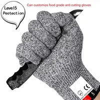 A Pair Anti Cut Proof Gloves Hot Sale Grey Black Anti Cut Level 5 Safety Work Gloves Glass Cutting Safety Protection - Image 3