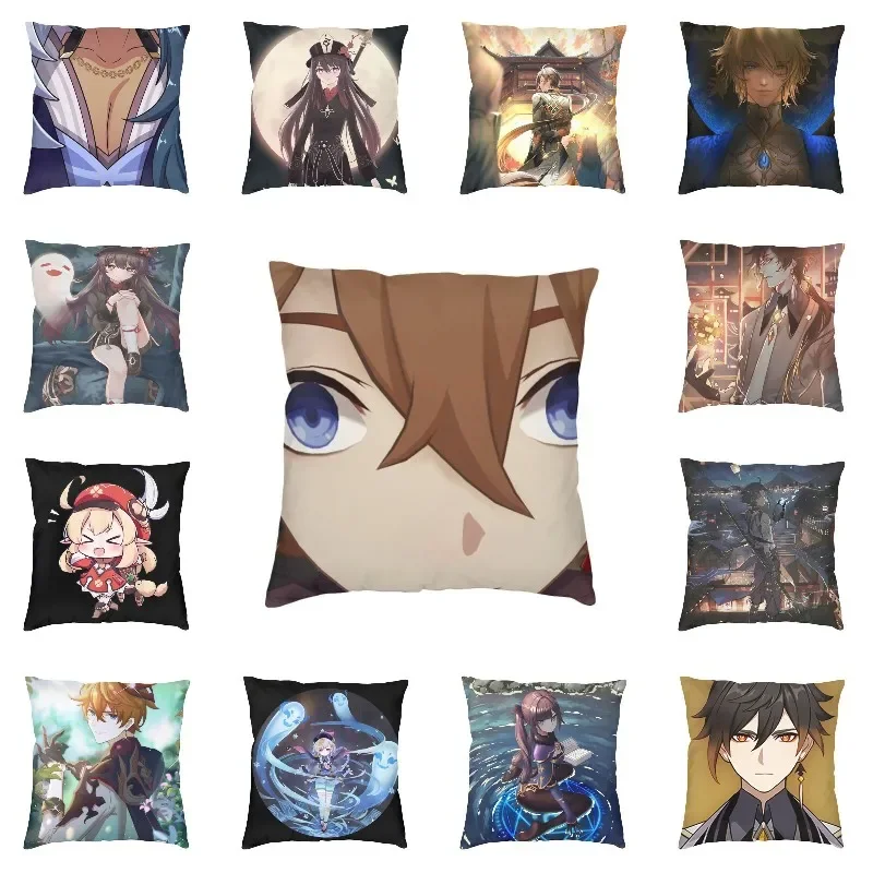 

Childe Genshin Impact Square Throw Pillow Case Decoration 3D Double Side Printing Action Video Game Cushion Cover for Car