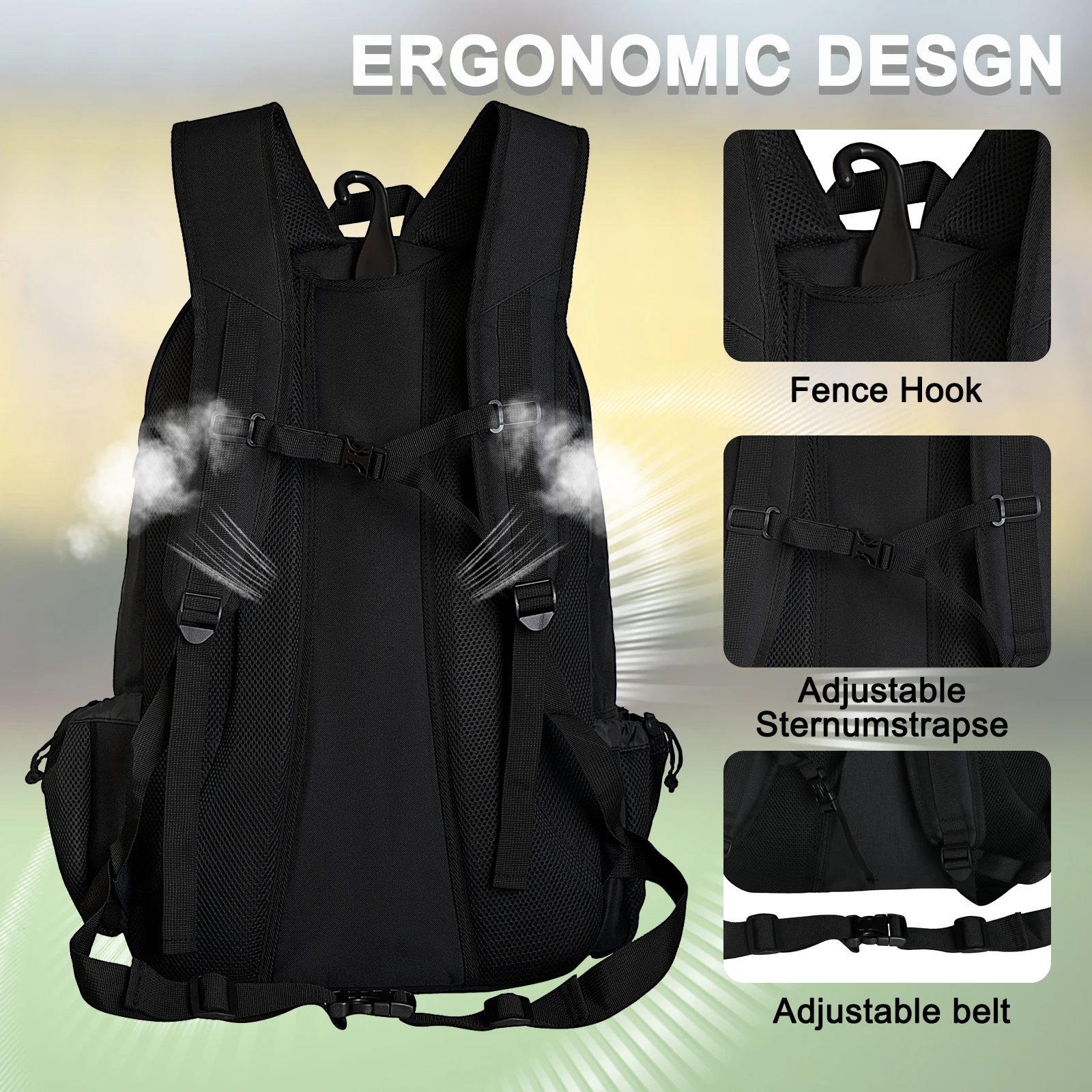Large Lacrosse Equipment Backpack with Two Sticks holder and Separate Cleats Compartment Field Hockey Bag