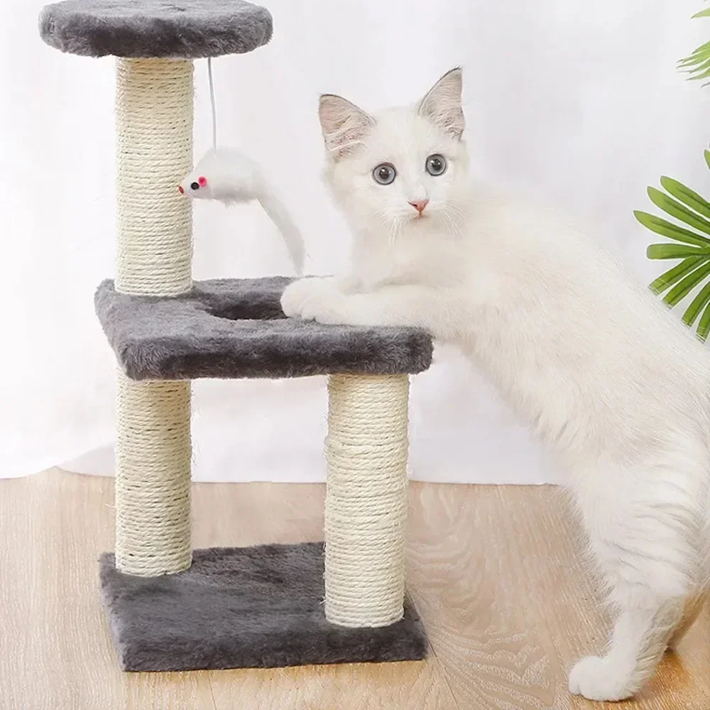 

Small Kitten Claw Pet Cat Grind Toy Cats Scratcher Frame Scratching Tree Sisal for Rope Furniture 3-layer Climbing