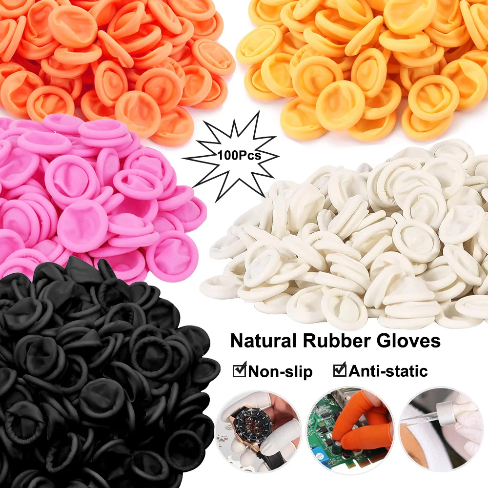 Disposable Latex Finger Cot Rubber Gloves 100pcs Nonslip Anti-static Fingertip Protector Finger Thumb Sleeve Glove