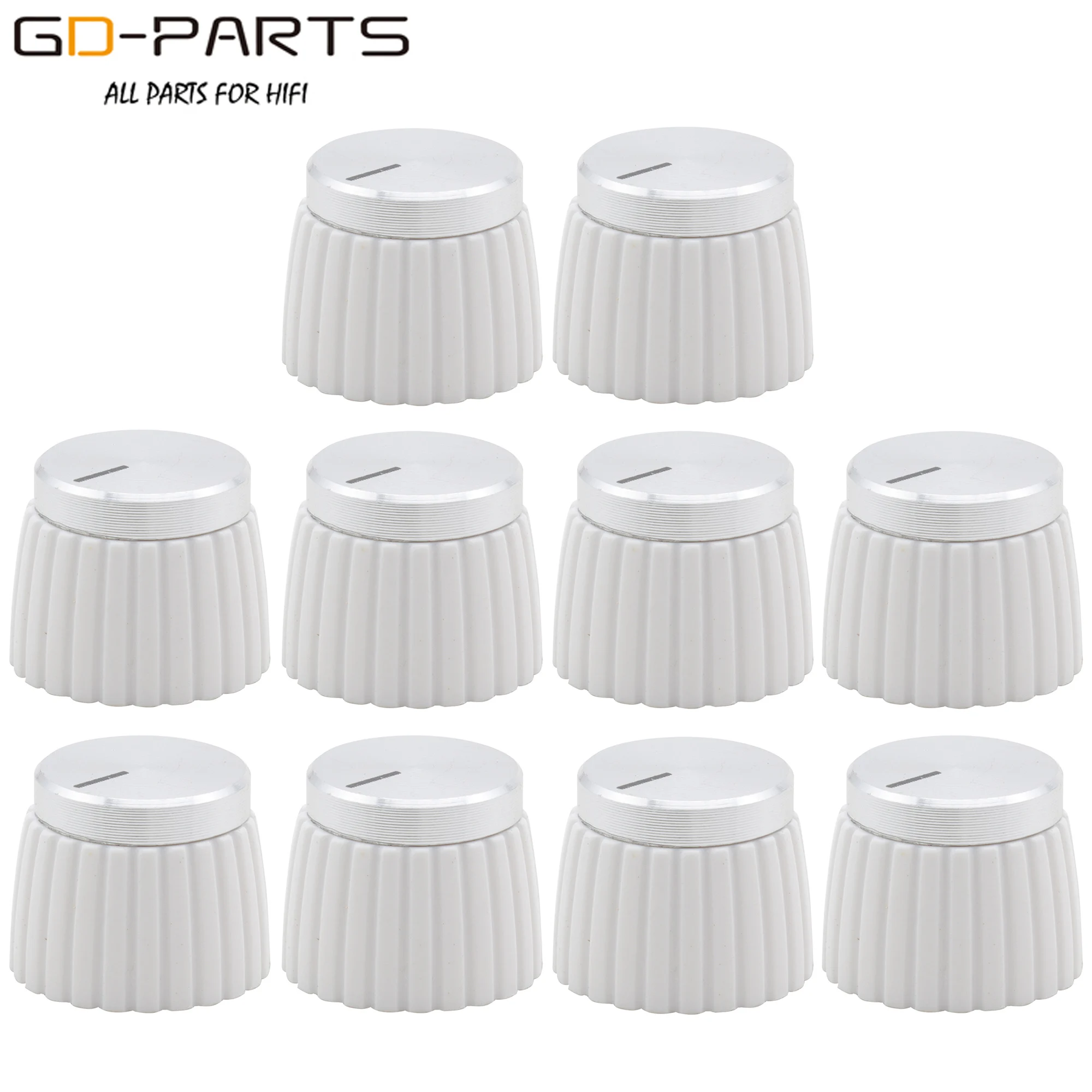 19.5x15.5mm 알루미늄 플라스틱 세트 포인터 손잡이 캡 마샬 기타 앰프 이펙트 페달 오버드라이브 1/4 황동 인서트 블랙 골드