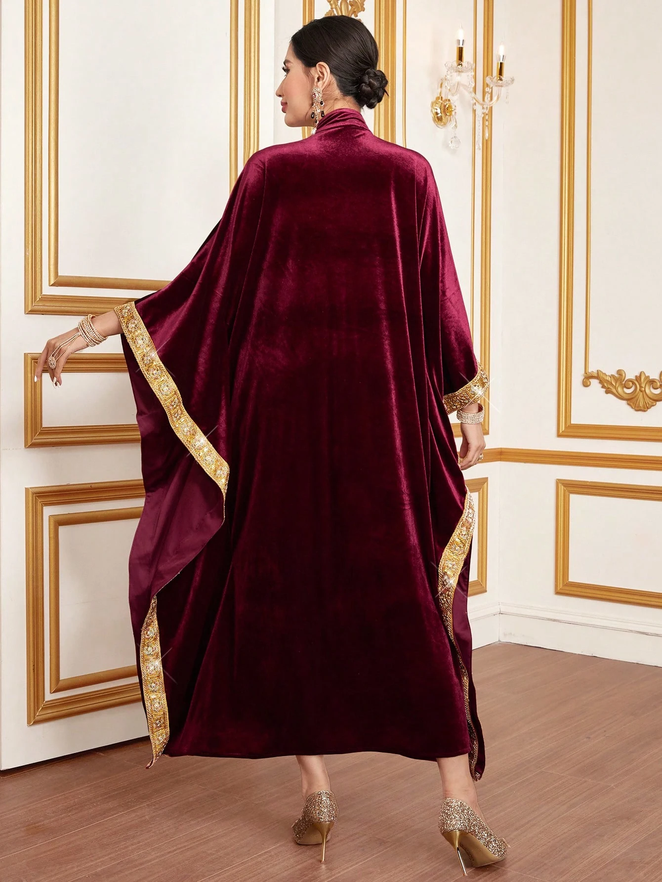 Uni Velvet Autumn Winter Casual Hand Work Rhinestone Bat