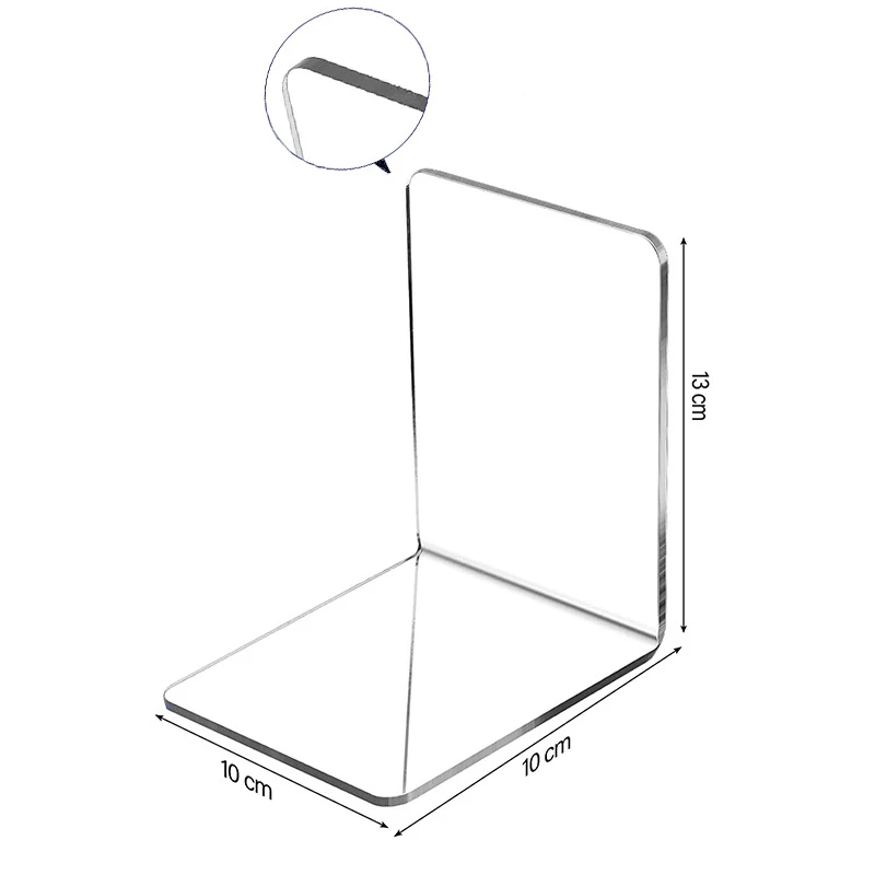 1PC Transparent Acrylic Bookends Stand Bookshelf Desktop Decorative Storage Rack Bookend Book