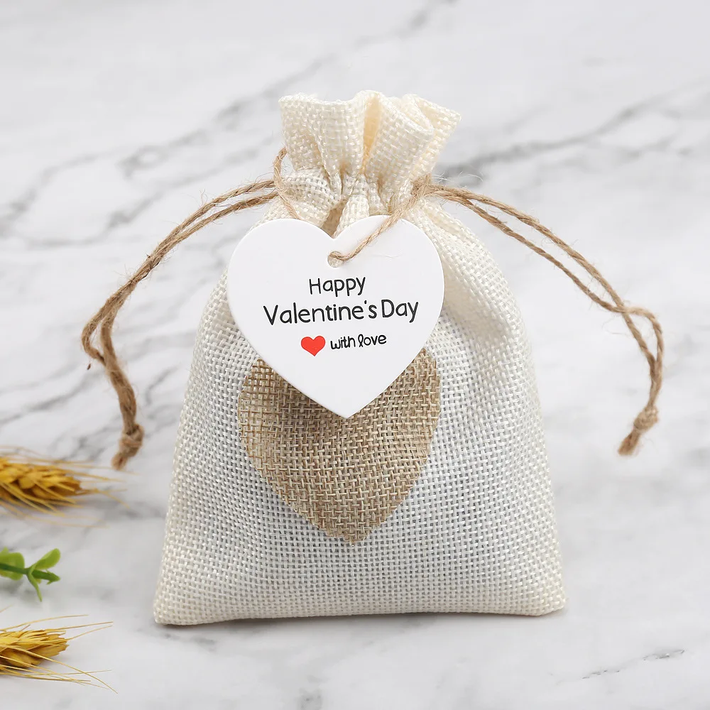 50pcs 해피 발렌타인 데이 선물 태그 화이트 크래프트 종이 카드 의류 태그 DIY 의류 봉제 용품 파티 포장 용품