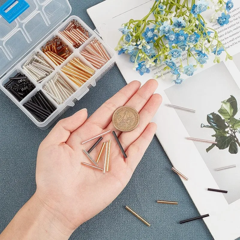 Bricolage 2*2.5mm 800 Pcs/lot Perles De Clairon En Verre Cylindrique Tchèque Graines Européennes Long Tube Deux Trous Perles En Vrac Pour La Fabrication De Bijoux-36