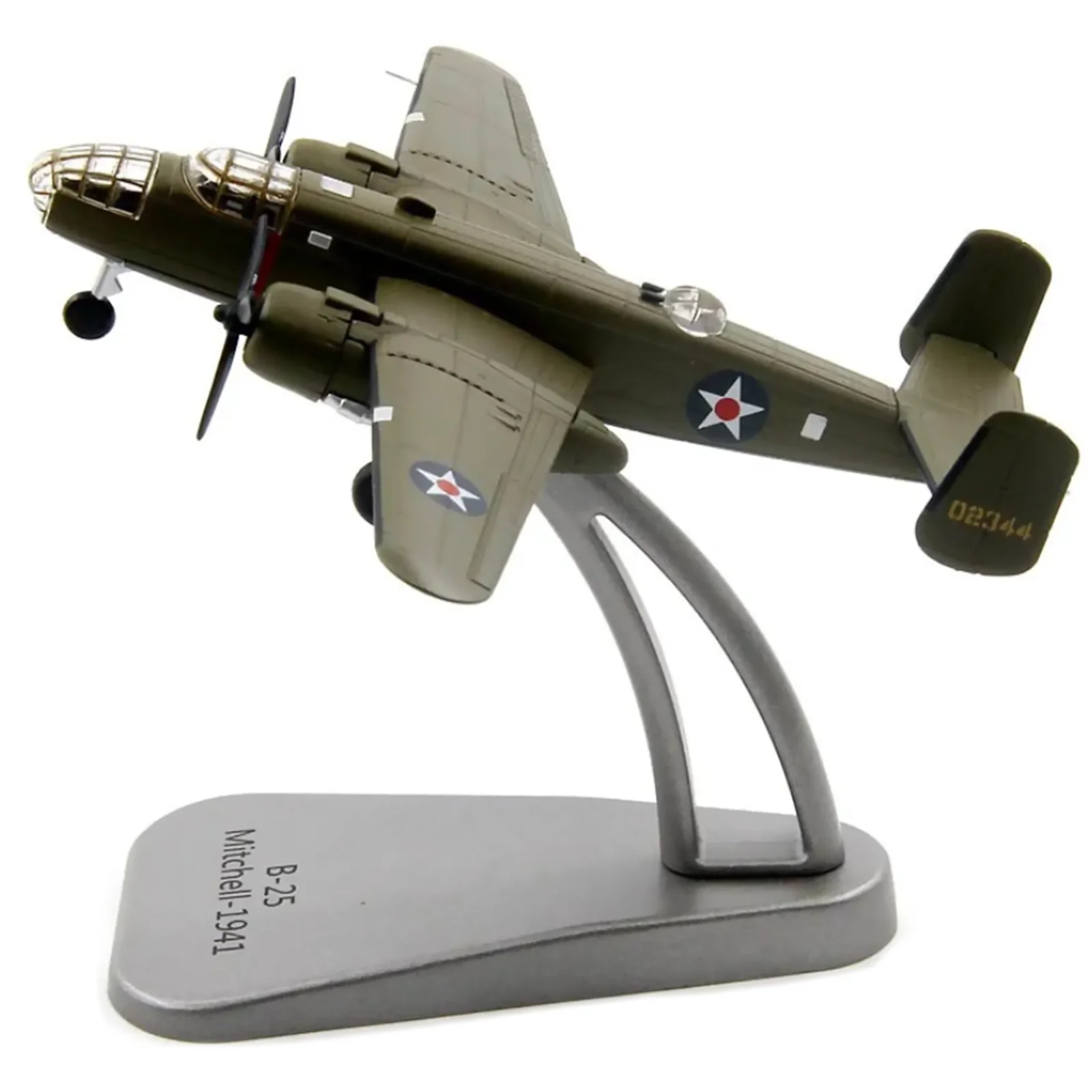 Army Green 1/144 Scale B-25 Bomber Mitchell Alloy Aircraft Model Fighter Airplane Souvenir Collections Toys Gift For Child Adult