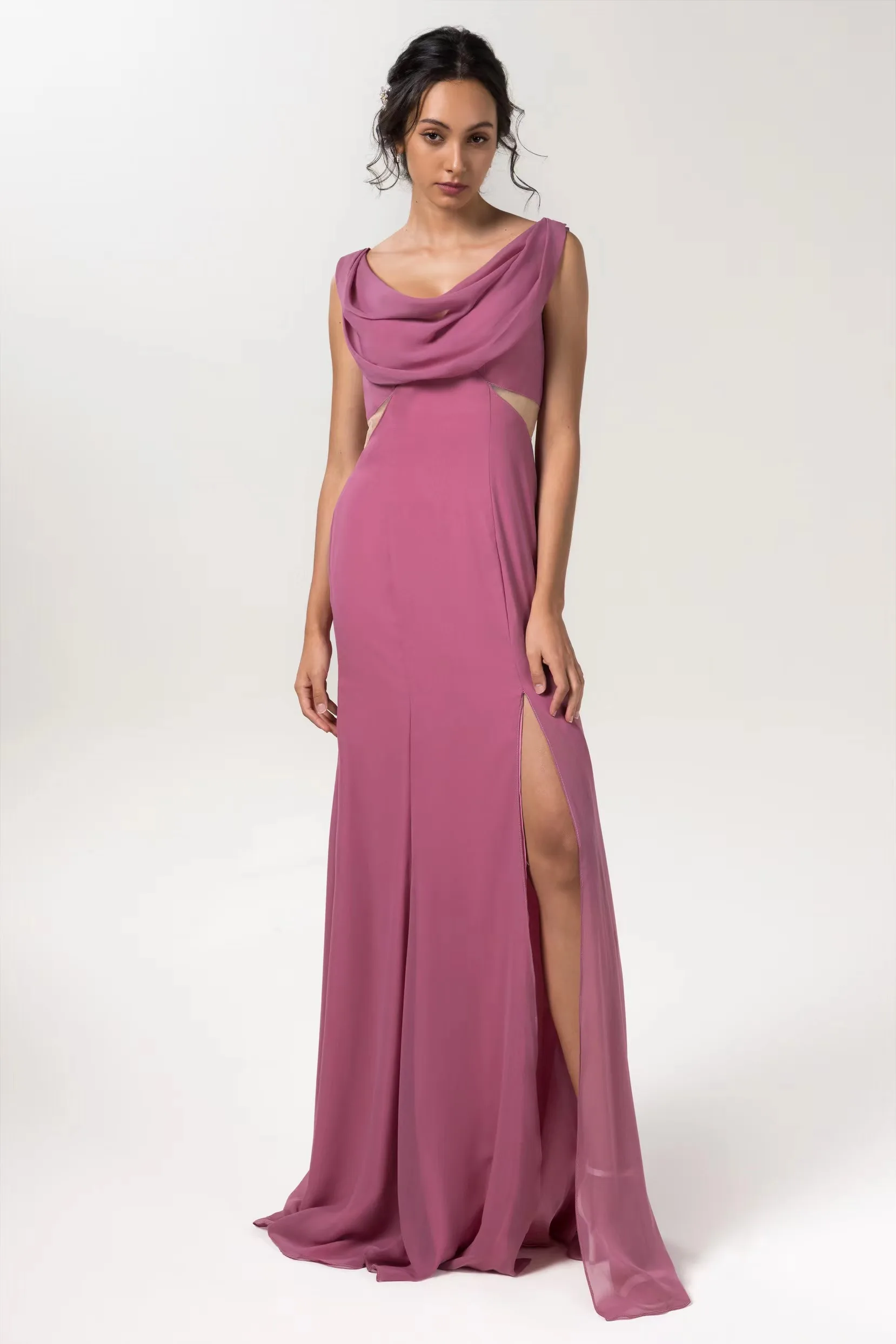 

Elegant Evening Dress 2024 New Purple O-Neck A-Line Backless Prom Gown Classic Chiffon Spaghetti Strap Vestidos De Fiesta D10147