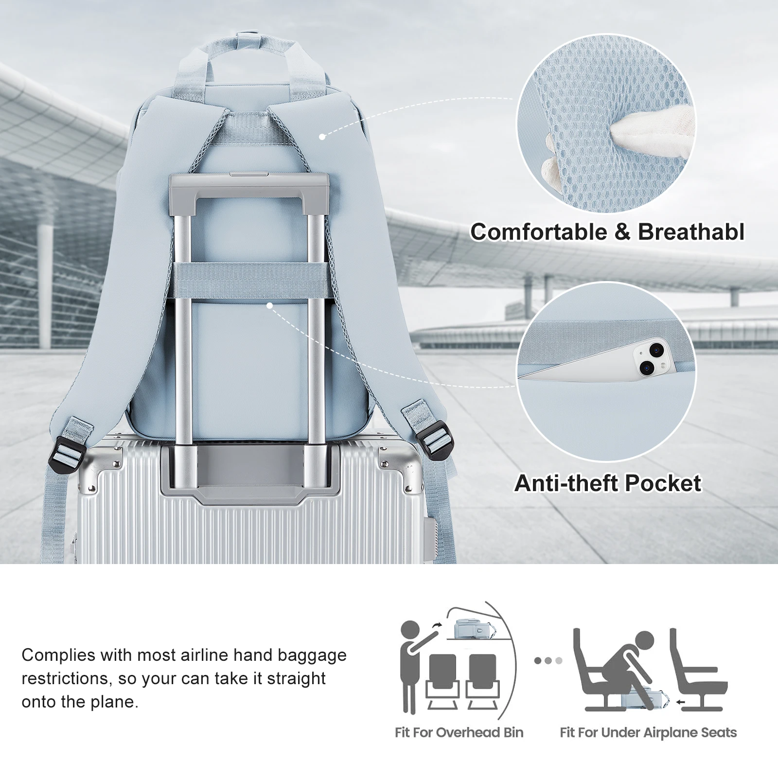 Carry on mochila viaje cabina avion 40x20x25 Women Hand Luggage Backpack College Girl School Notebook Backpack, Weekend Backpack