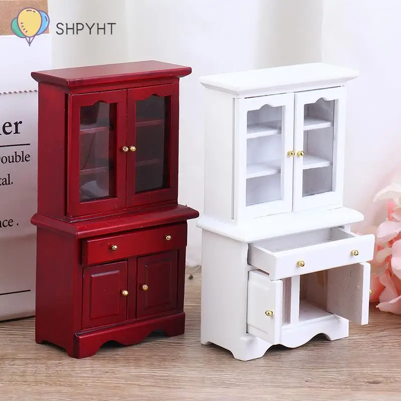 

Miniature Wooden Chinese Classical Wardrobe Mini Cabinet Bedroom Furniture Kits Home & Living For 1/12 Scale Dollhouse