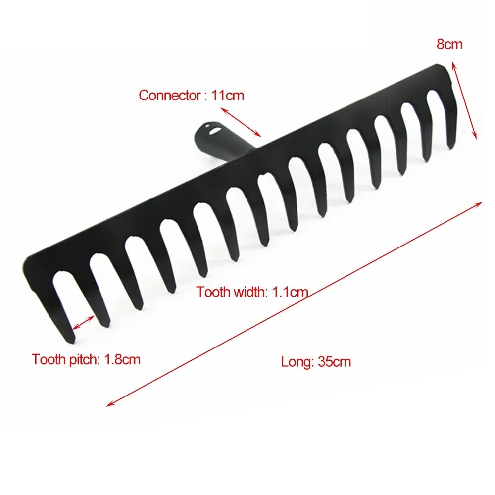 Farming Rake Stainless Steel Rake 14-Tooth Hay Deciduous Pine Soil Garden Gardening Tools Agricultural Farm Household Tools