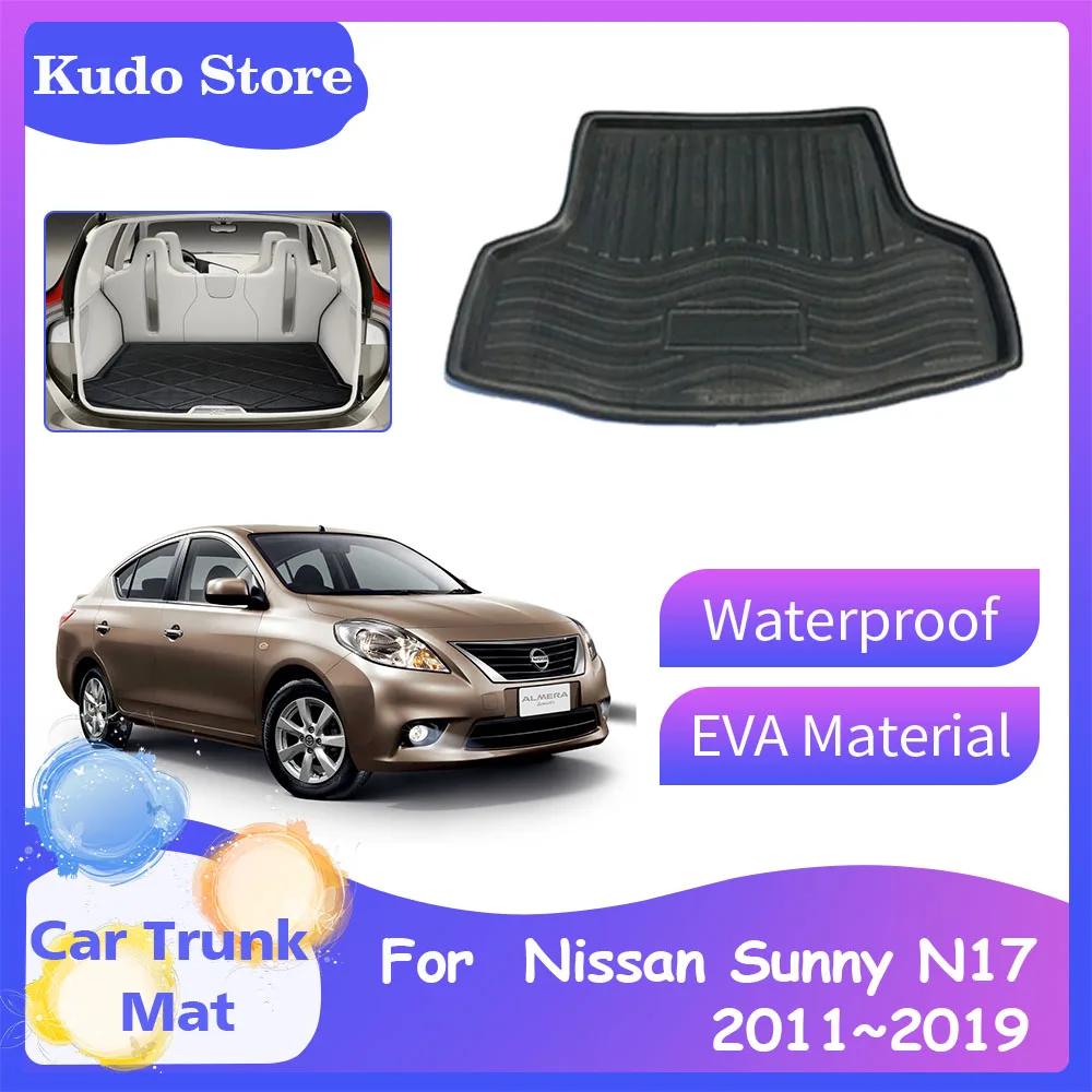 

Car Trunk Mats for Nissan Sunny Almera Latio Versa N17 2011~2019 Luggage Storage Tray Carpets Rear Cargo Liner Covers Accessorie