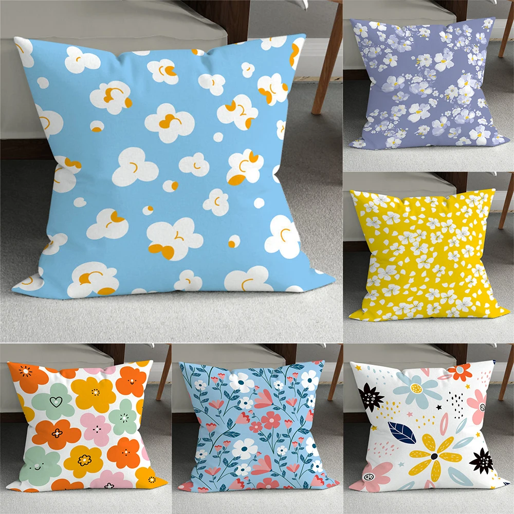 

Small Floral Cushion Cover Small Daisy Leaves Pillow Case Home Pillowcases Car Pillows Decor Cushion Covers For Sofa Cushions