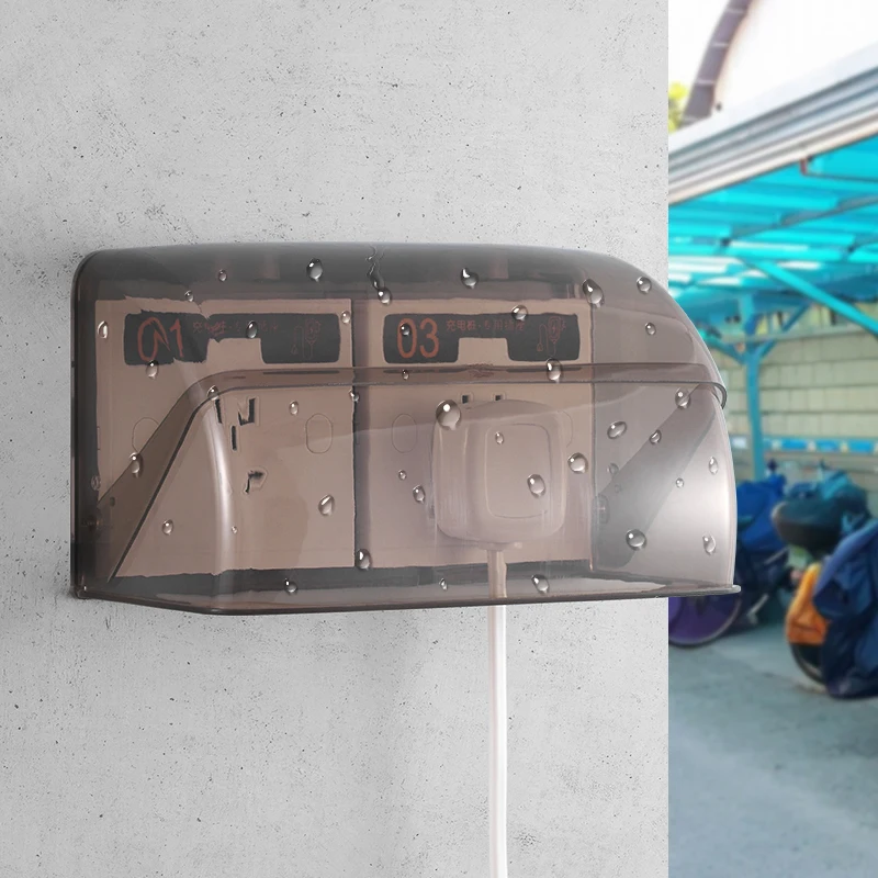Description Picture 4 of item86 Type Wall Socket Waterproof Box Self-Adhesive Electric Plug Cover Bathroom Double Switch Protection Socket Splash-Proof Box