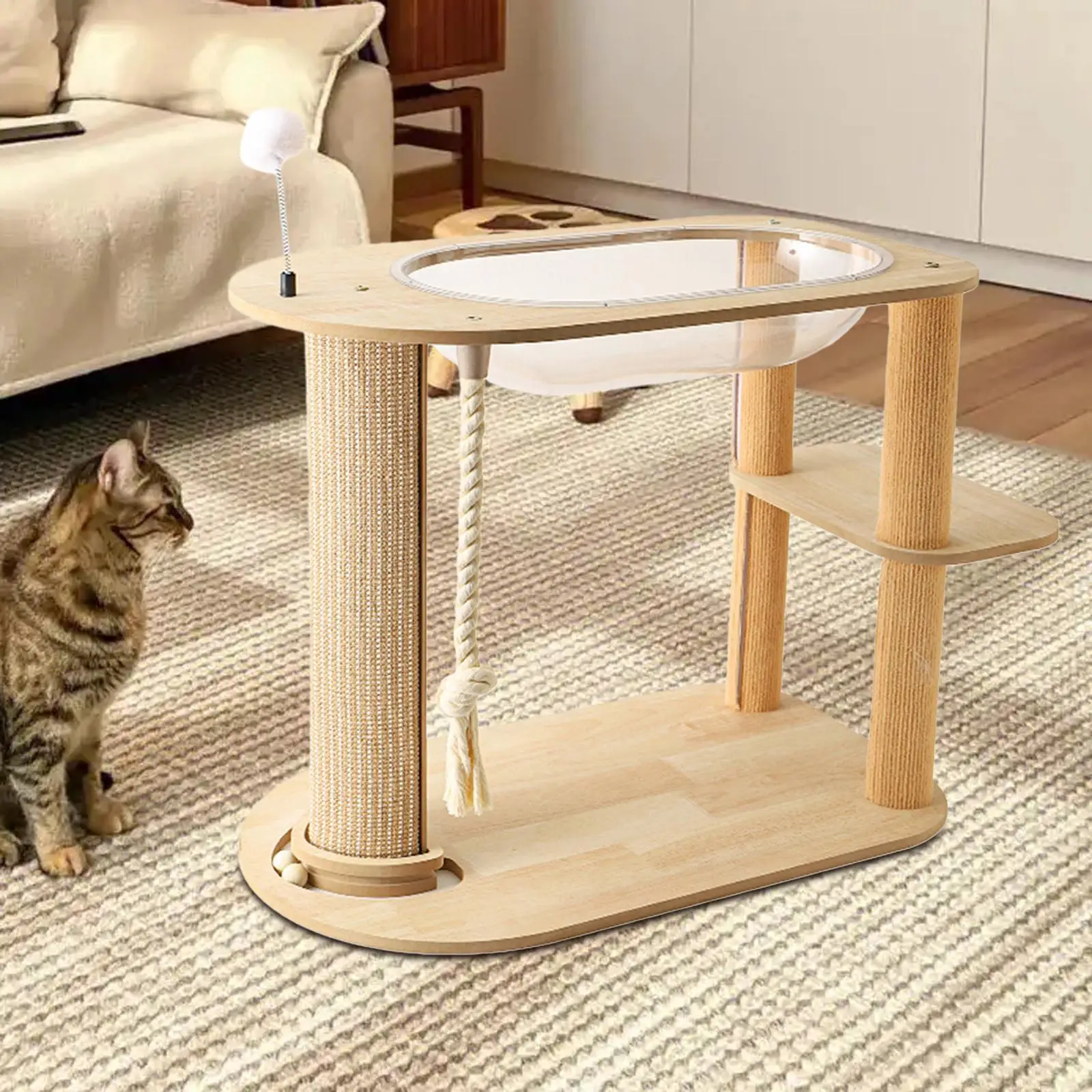 

Прозрачный гамак для кошек, подвесная кошачья башня с когтеточкой, современное кошачье дерево с акриловым куполом для использования в помещении, для отдыха и сна