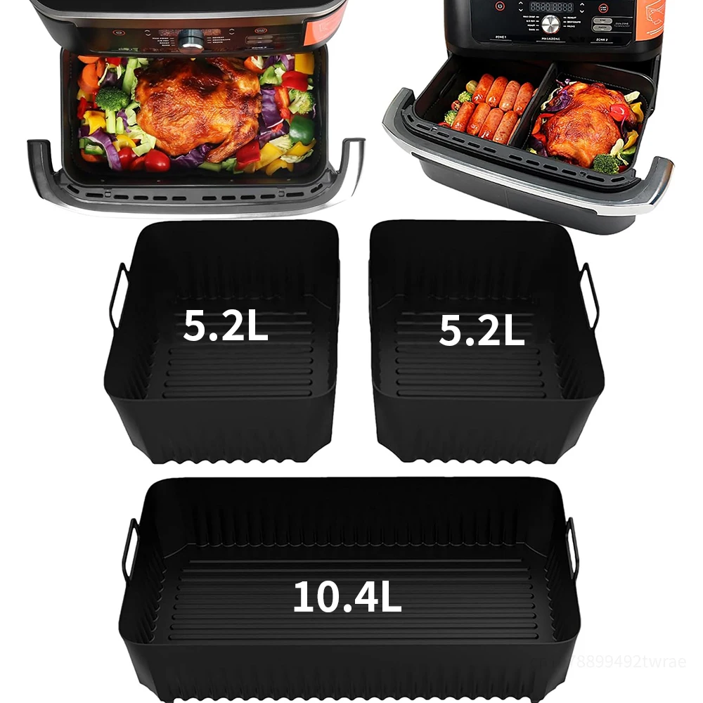 Air fryer liners Large Silicone Air fryer liners for Ninja AF500UK Reusable Air fryer Dual basket accessories Silicone baking tray