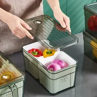 Refrigerator Fresh Handle Organizer Drainable Fruit Vegetable Dumpling Egg Storage Box with Handle Food Storage 2