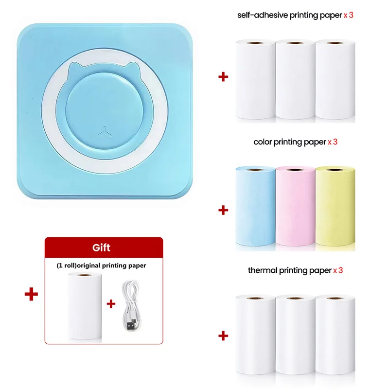 Mini Impressora Portátil Etiqueta de Bolso Etiqueta Adesiva Térmica Impressora Impressora sem Fio Bluetooth sem Tinta Papel Autoadesivo Impressão de Foto com Usb Memorando Impressão de Pergunta Errada - Imagem 6