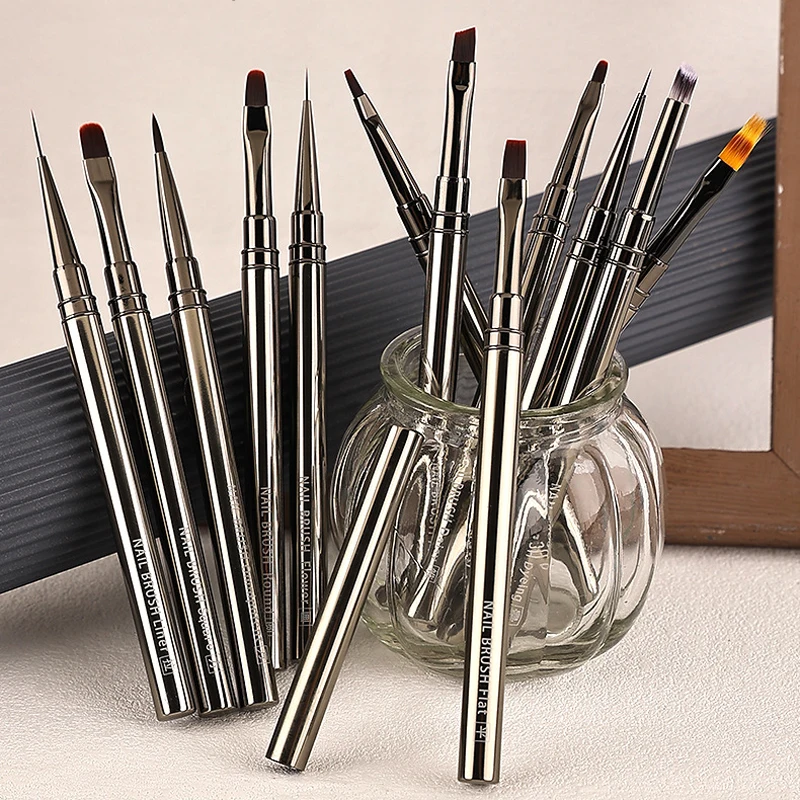 Nail Art Brush Painting Flowers Nail Liner Brush Stripe Pattern Drawing Carving Dotting Pen Acrylic Gel UV Polish Manicure Tools