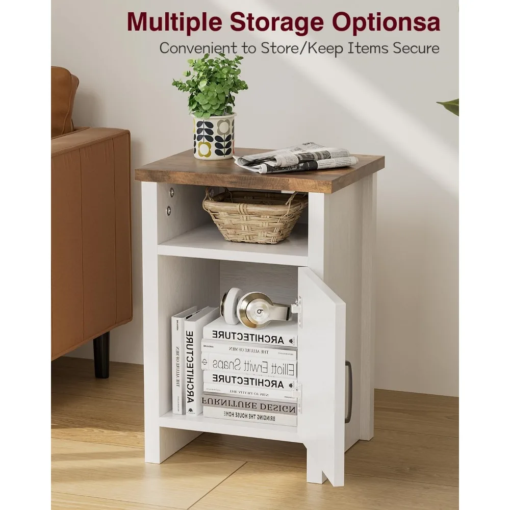 Modern Nightstand with Shelf and Barn Door, Set of 2 for Bedroom, Nightstand 5
