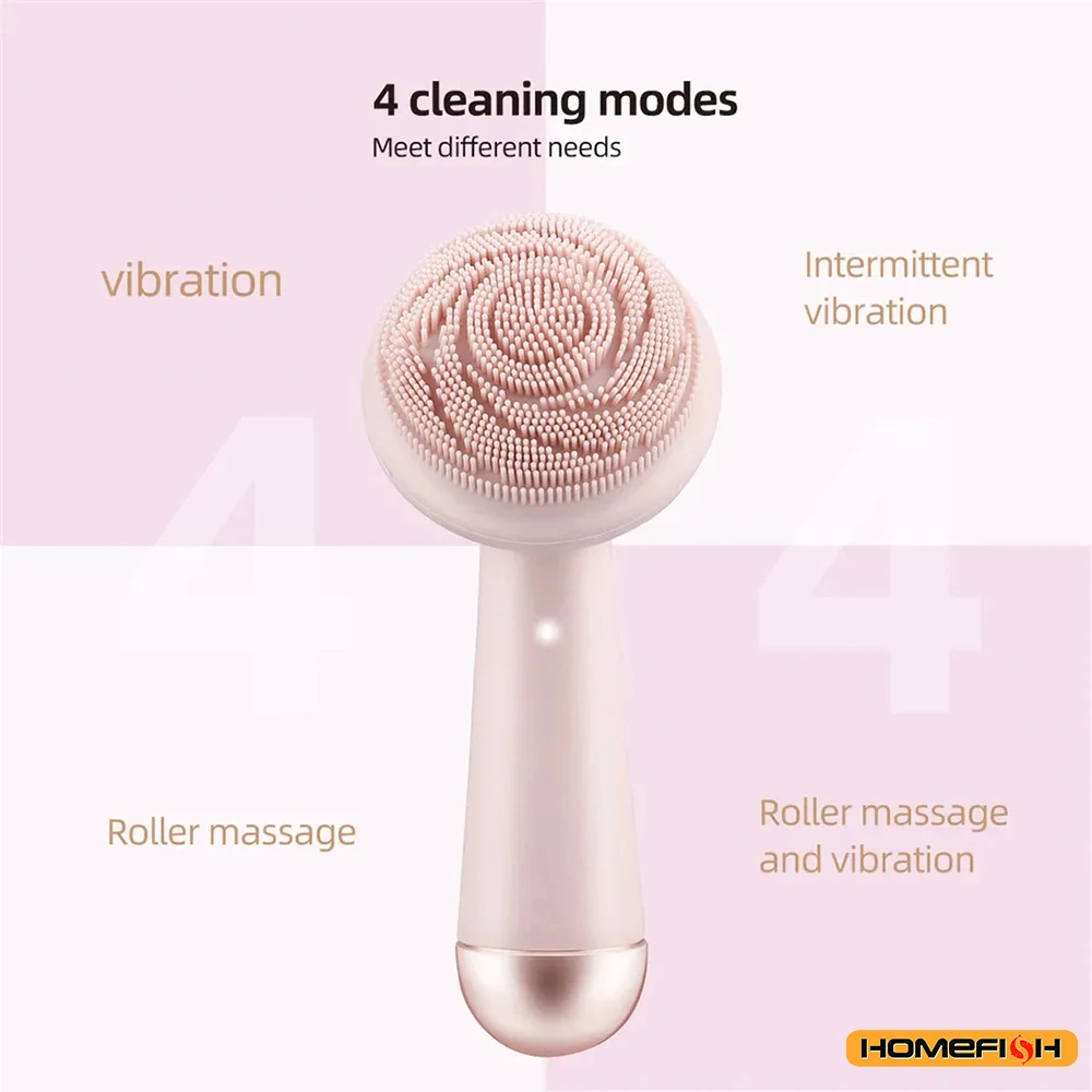 Rechargeable Electric Silicone Facial Cleansing Brush Waterproof Vibration Massage Tool for Deep Pore Cleansing