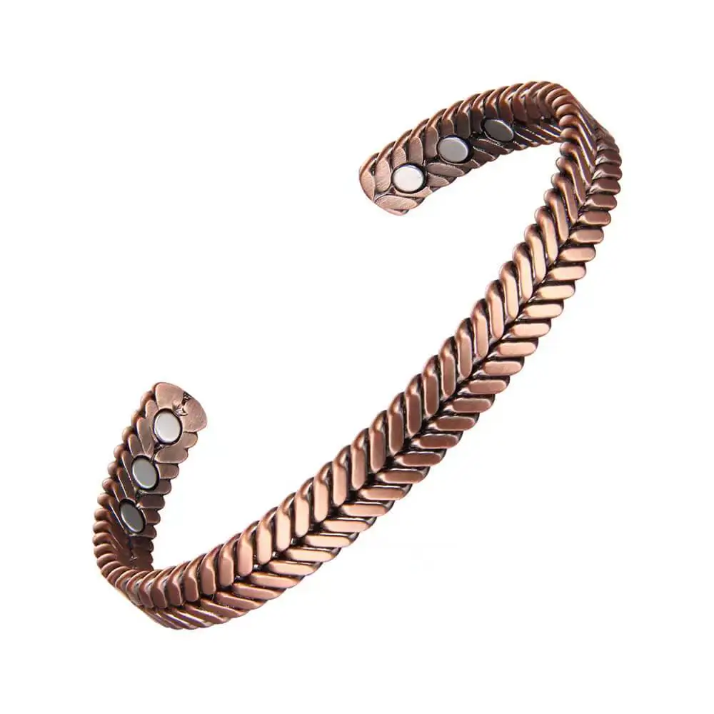 Men's Pure Copper Magnetic Healing Bracelet for Injury Recovery, Arthritis,  and Joint Pain Relief - Adjustable Heavyweight Cuff Style - Earth Therapy