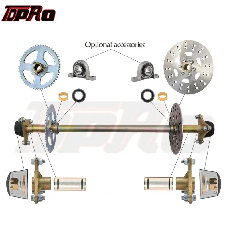 TDPRO Go Kart Rear Axle Assembly Kit Complete Wheel Hub for Mini Kids ATV QUAD Buggy 740mm 29" Kid Wheel Hub Set Assembly