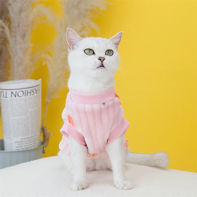 Strawberry Print Cat Puppy Sweater Autumn Winter Pet Clothing