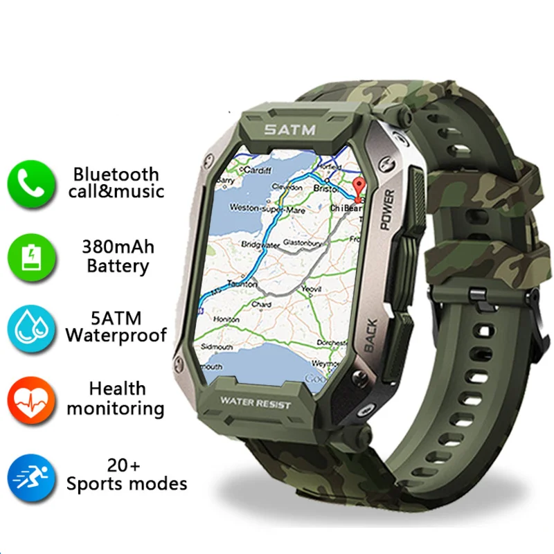 

Man Military Smart Watch Men Bluetooth Full Touch Screen 5ATM Waterproof Watches Sports Fitness Smartwatch For Android IOS Watch