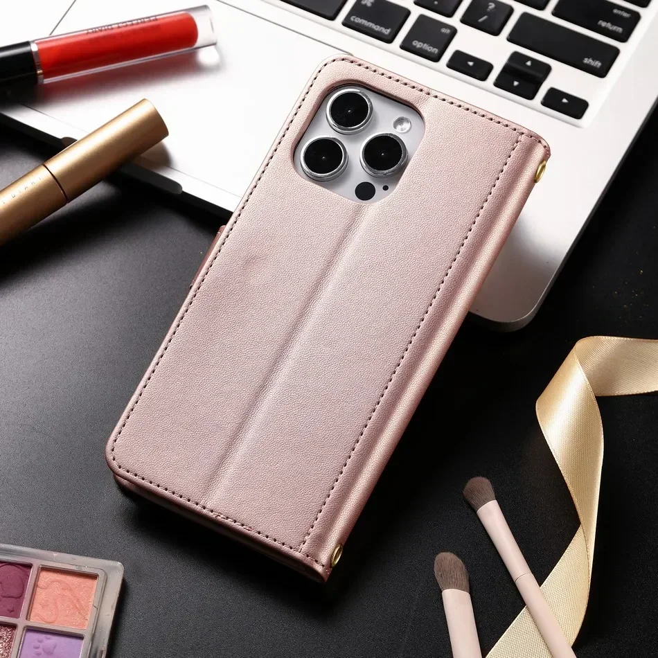 Luxury Leather Phone Case with Stand and Wallet Feature