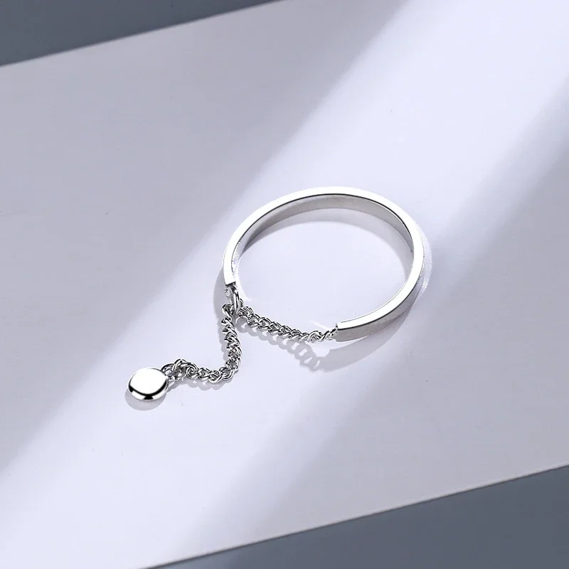 Silver Minimalist Tassel Bead Ring with Adjustable Round Opening