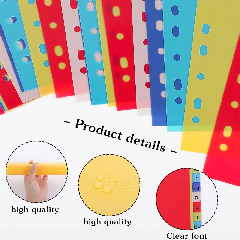 10/21 PCS Binder Dividers, Number 1-10, Letter A-YZ Label Notebook Dividers, Suitable for 2/3/4/11 Ring Binders. - 3