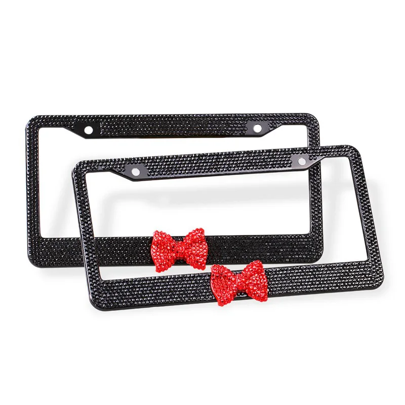 Bling-Bling-License-Plate-Frames-for-Car-Truck-Bow-Rhinestones-Crystal-License-Frames-Plate-with-2-Holes-Bonus-Screws-3