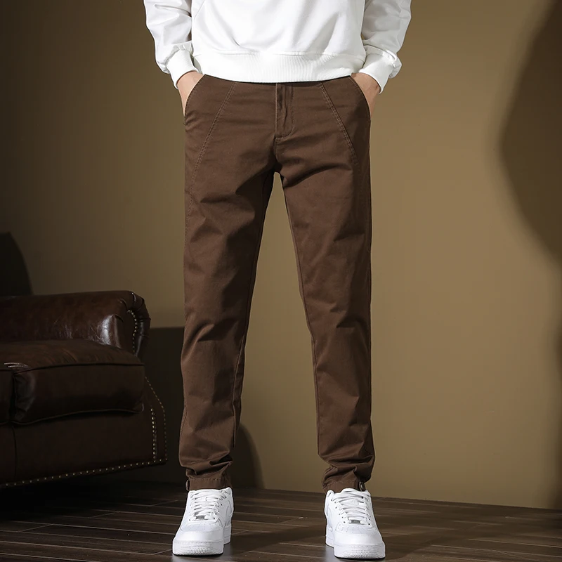 Mens Casual Cargo Cotton Pants Men Pocket Regual Straight Pants Work Trousers Brand Fit Joggers Male Workout Trousers Outwear
