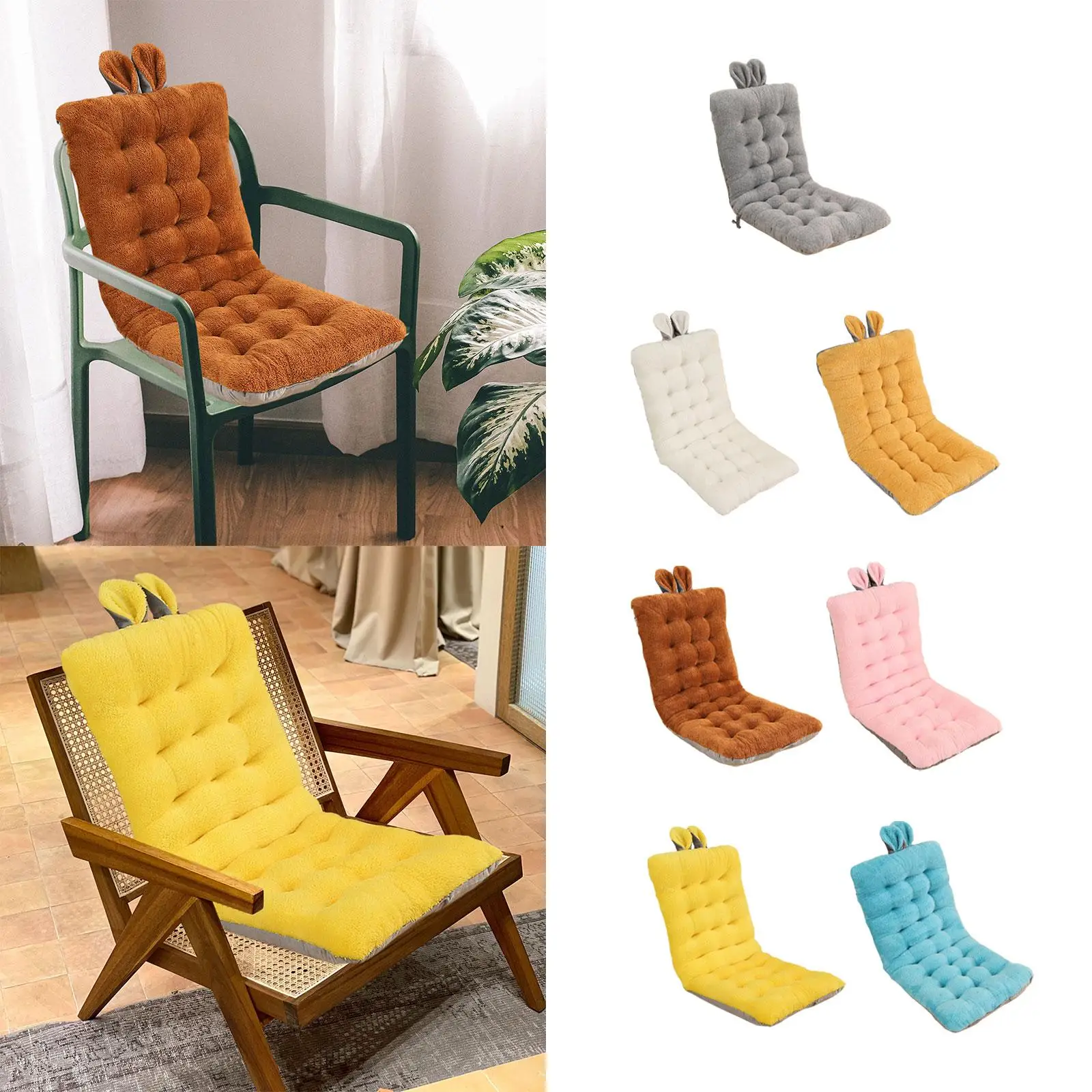 Office Chair Cushion, Desk Chair Pad, Plush Seat Cushion, Cute Back Cushion with Ties, for Car, Living Room, Apartment