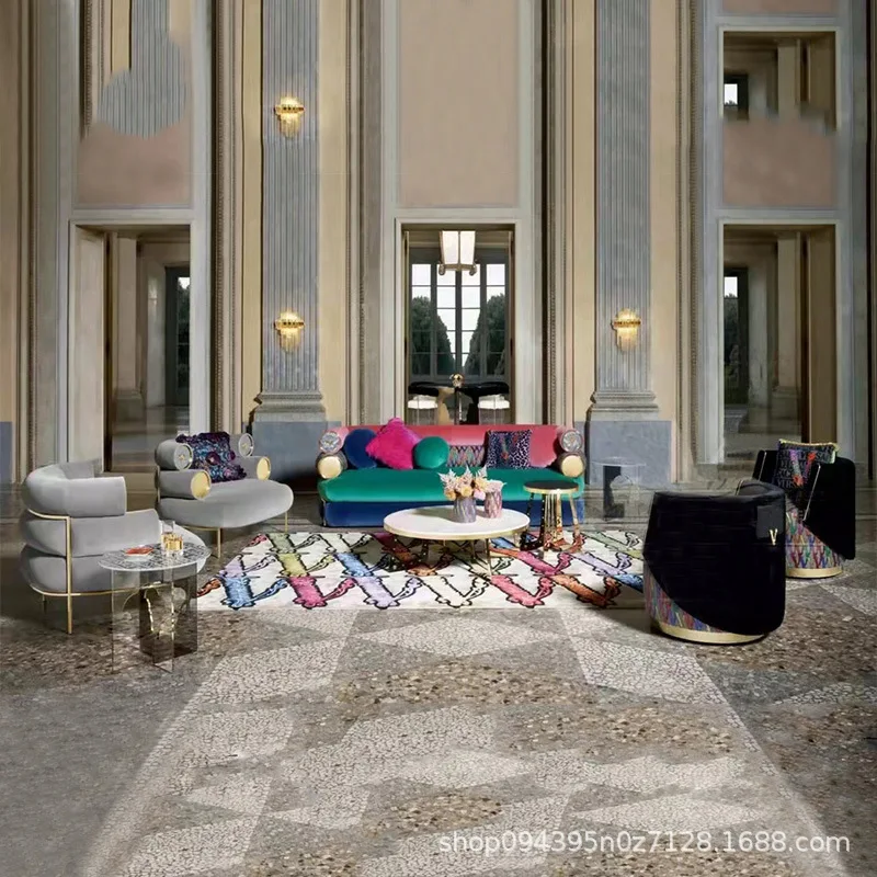 

Italian light luxury Fan Sizhe sofa designer villa small apartment living room Italian fabric sofa furniture combination