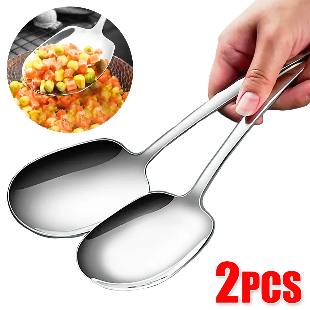 21PcsStainlessSteelSpoonThickenedLongHandleSoupSpoonRound
