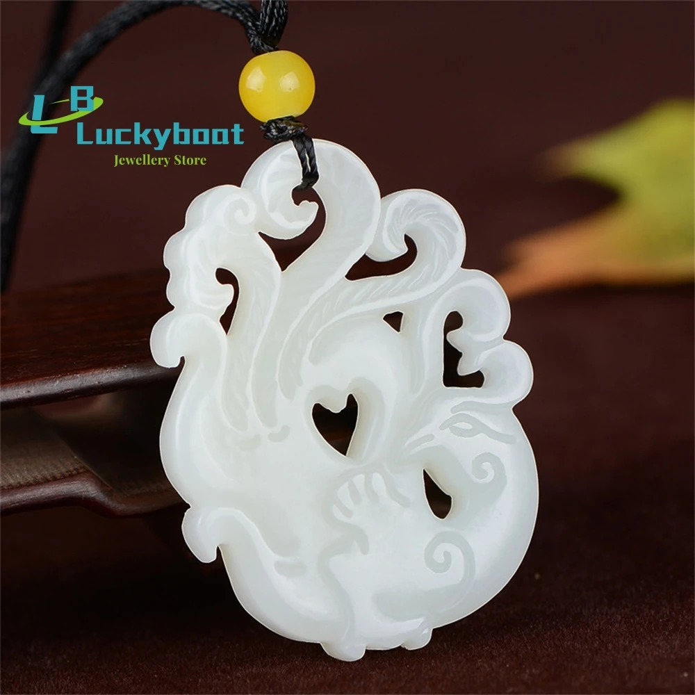Xinjiang Hetian White Jade Hollow Carving Phoenix Pendant Nirvana