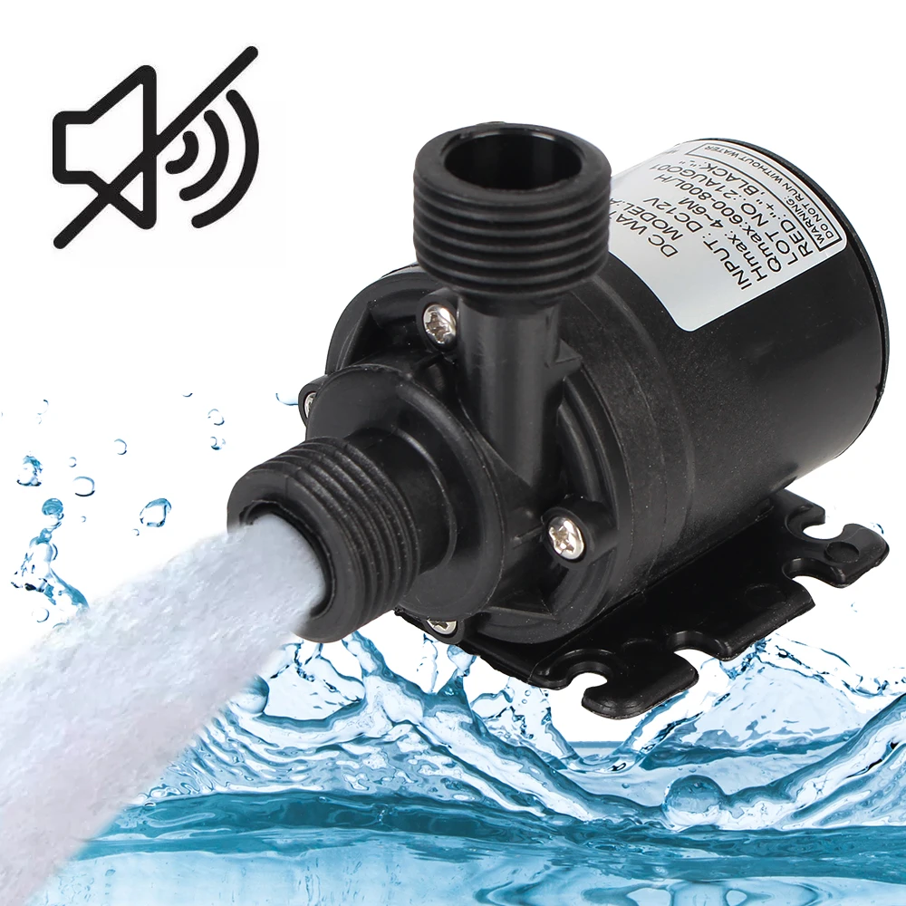 

DC 12V Ultra-quiet Brushless Motor Submersible Water Pump Portable for Cooling System Fountains Heater 5M 800L/H Mini