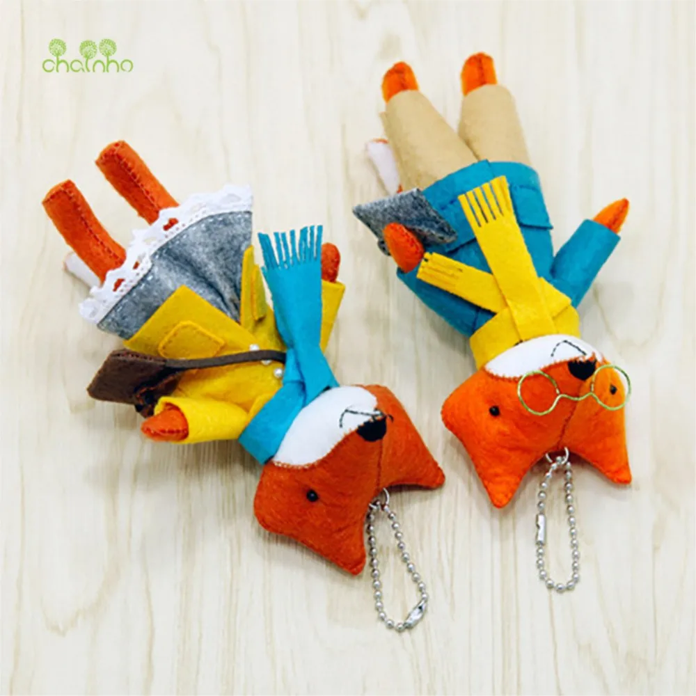 Chainho,DIY Handmade Non-woven Material Set Bag,Pre-Cut,None-Finished Item,Simulation Fox Animal Series,4 Designs
