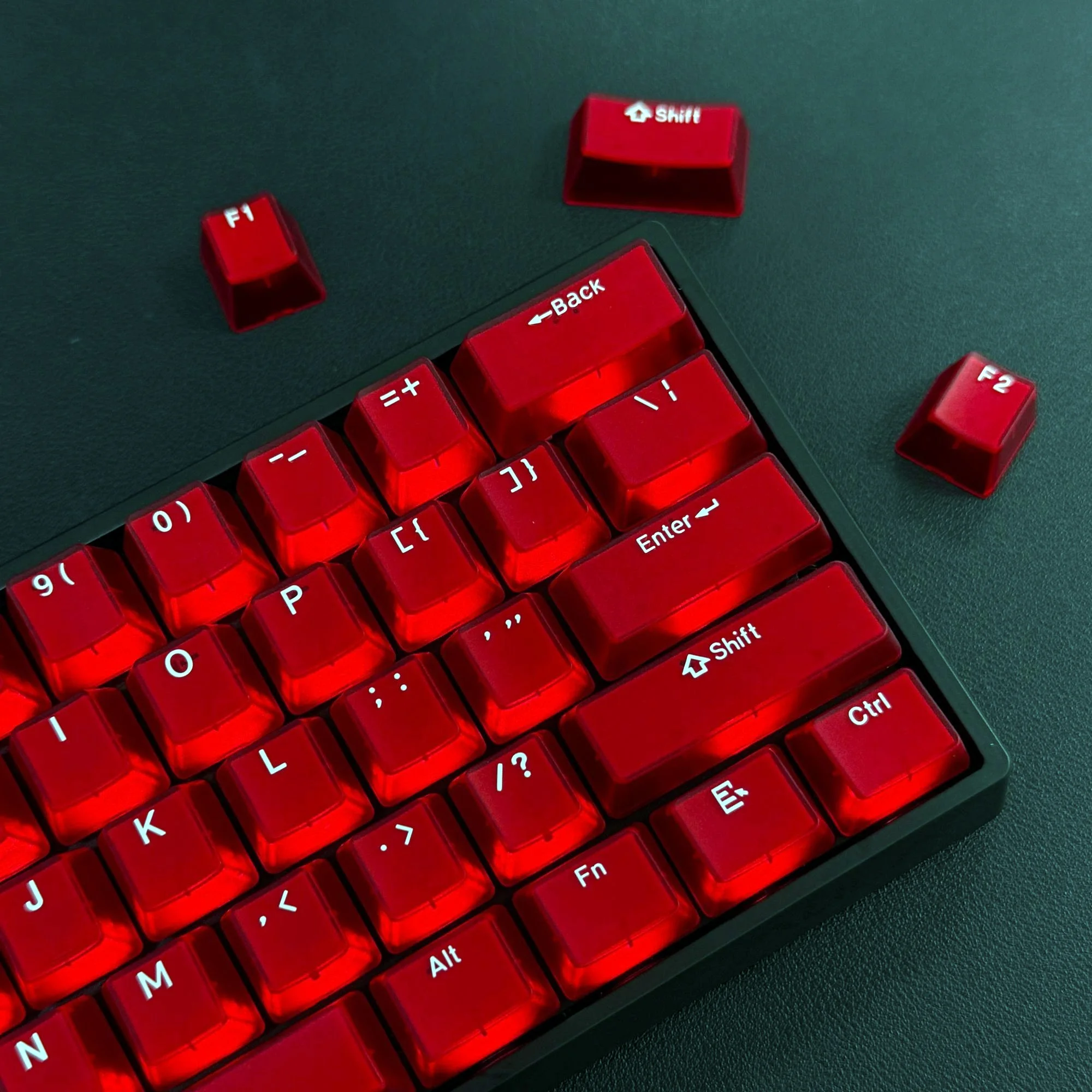 114키 레드 제이드 푸딩 키캡, 더블샷 PBT 키캡, 반투명 RGB 백라이트 키캡, MX 스위치 키보드용 OEM 프로파일