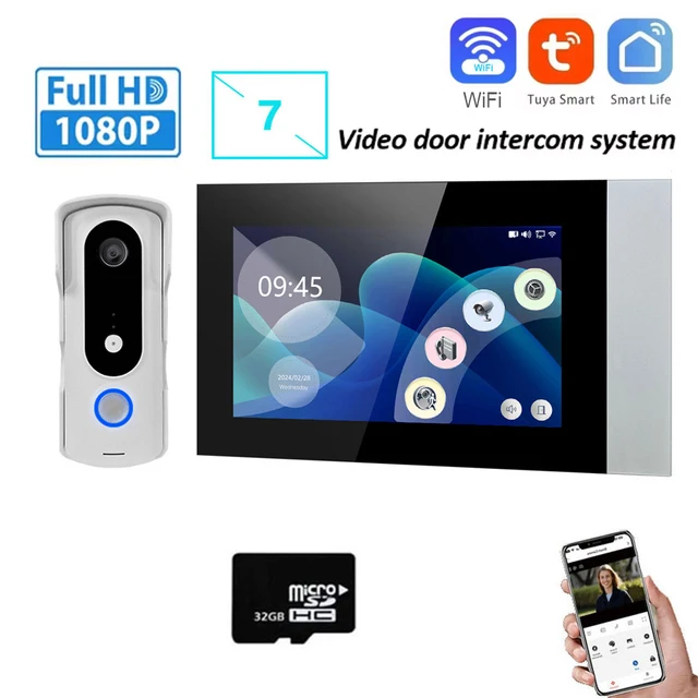 New 2 Wire Video Intercom System 7'' Color Touch Screen Tuya Wifi 1080P  Rainproof Call Panel IR Camera for Home Villa Building 2