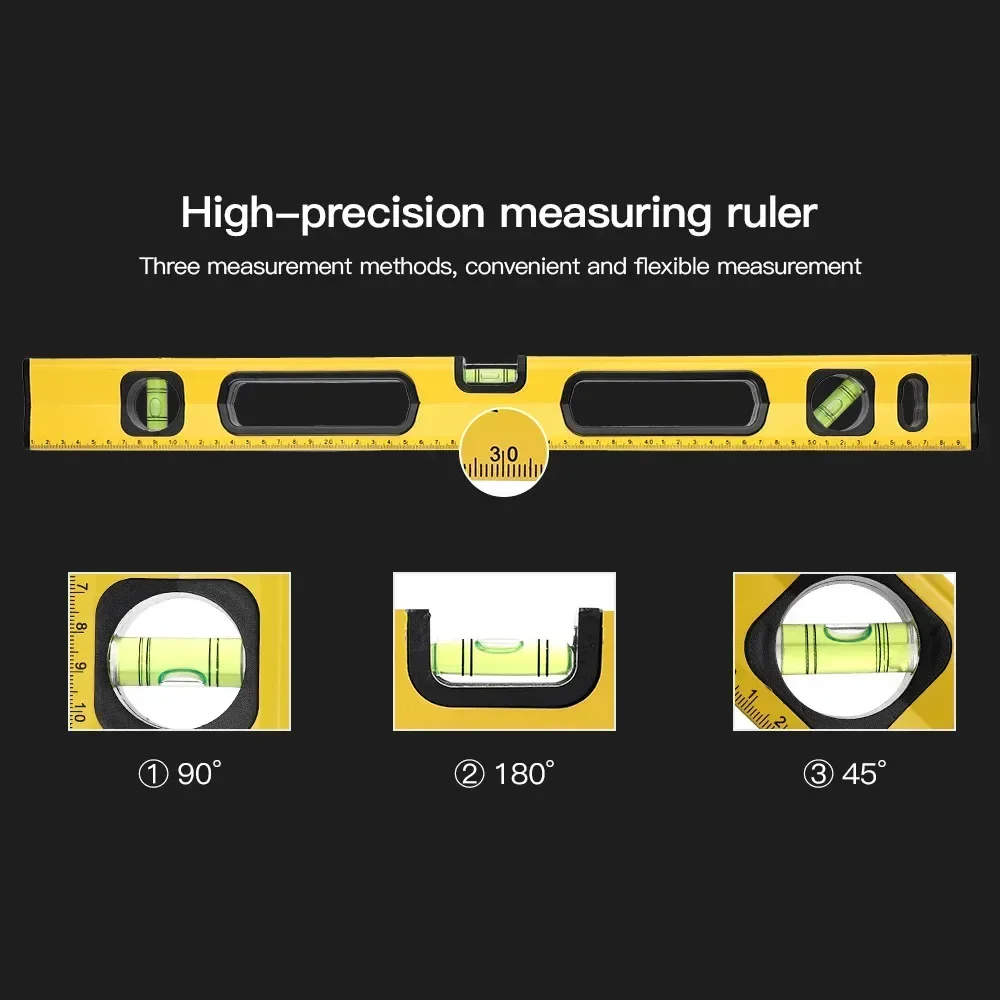 

Уровень с измерительными пузырьками, горизонтальный алюминиевый прецизионный строительный спиртовой инструмент из алюминиевого сплава, высокая линейка, магнитный уровень