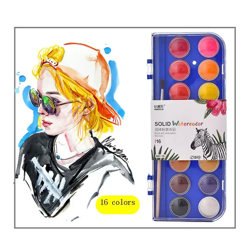 12 Colors Solid Watercolor Paints With Painting Brush for Children Kid DIY Art Painting Drawing Tools Set watercolor painting set,watercolor paint,watercolor pigment